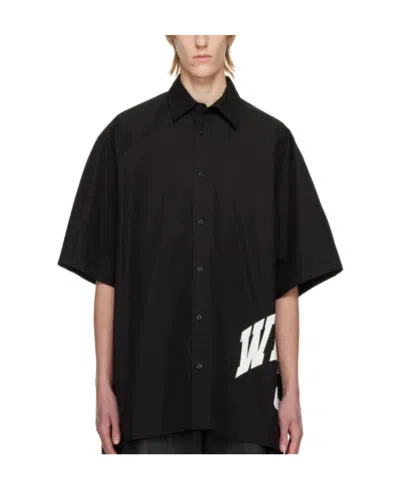 We11 Done Oversized Side-logo Shirt In Black
