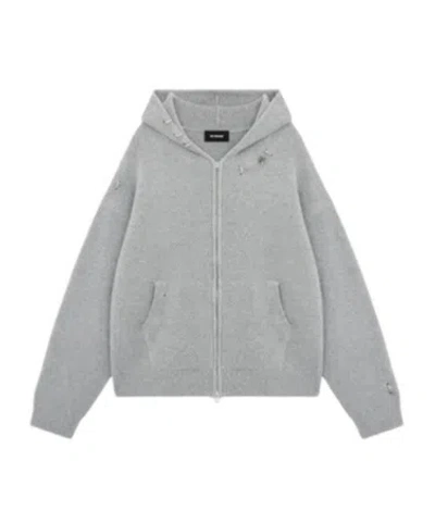 We11 Done Oversized Wool Blend Knit Hooded Sweatshirt In Gray