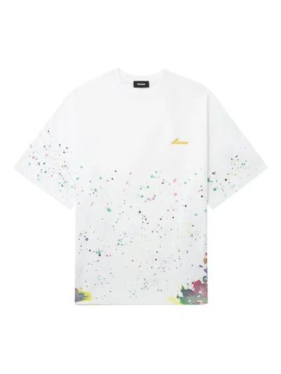 We11 Done Paint-splatter Cotton T-shirt In White