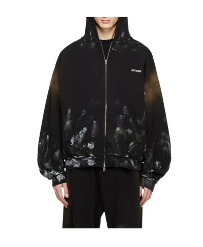 We11 Done Painterly-print Cotton Hooded Jacket In Black