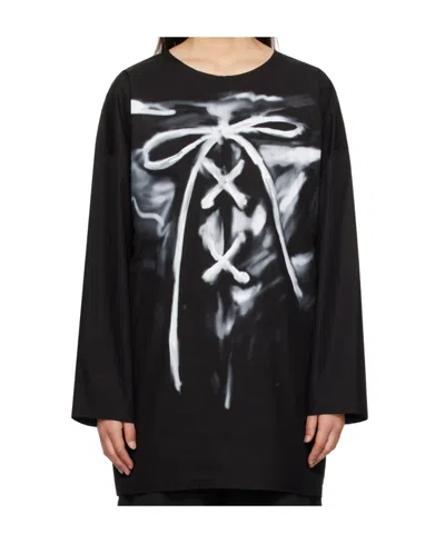 We11 Done Painterly-print Cotton T-shirt In Black