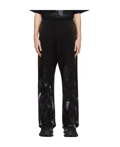 We11 Done Painterly-print Cotton Track Pants In Black