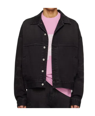 We11 Done Pattern Denim Jacket In Black