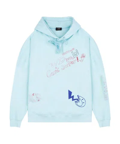 We11 Done Pattern Printed Hooded Hoodie In White