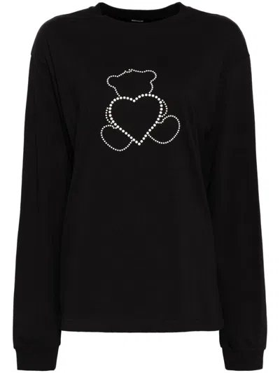 We11 Done Pearl Bear Long Sleeve T-shirt In Black