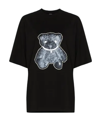 We11 Done Pearl Necklace Teddy Cotton T-shirt In Black