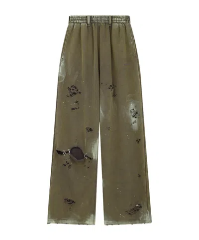 We11 Done Pierced Sweatpants In Green
