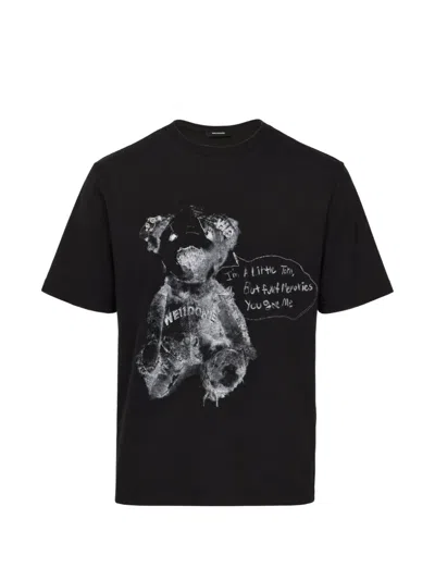 We11 Done Pierced Teddy Graphic-print T-shirt In Black