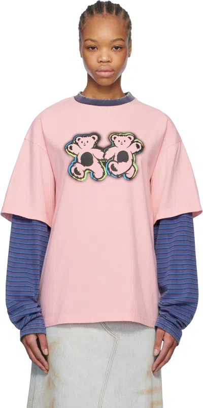 We11 Done Pink & Purple Teddy Twins Layered T-shirt
