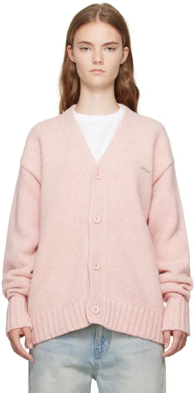 We11 Done Pink Chunky Cardigan In Light Pink