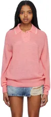 We11 Done Pink Destroyed Polo In Pink