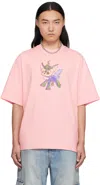 We11 Done Pink Jeff Monster Drawing T-shirt In Pink