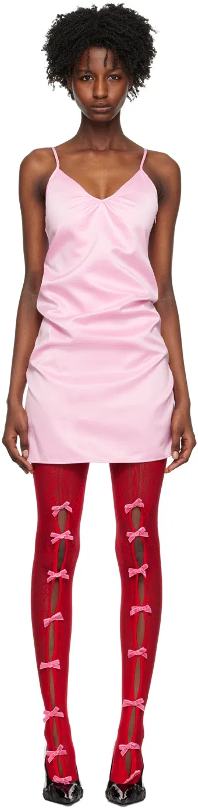 We11 Done Wavy Satin Slip Dress In Pink