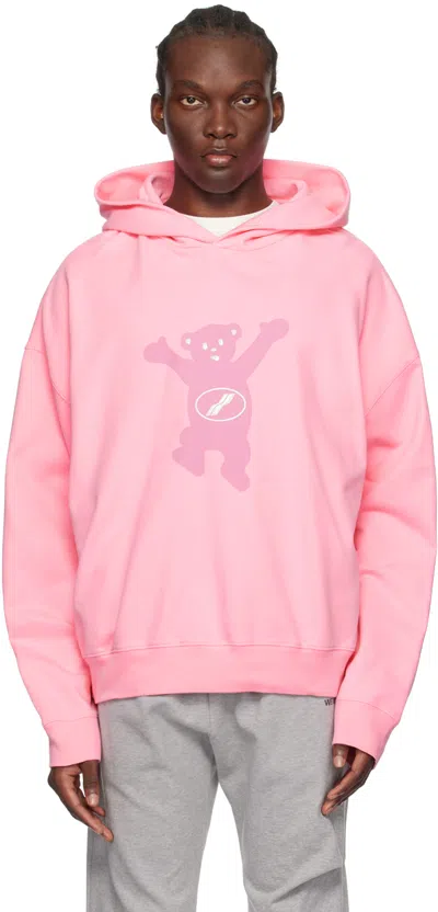 We11 Done Pink Teddy Hoodie