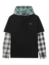 We11 Done Plaid-insert Cotton Sweatshirt In Black