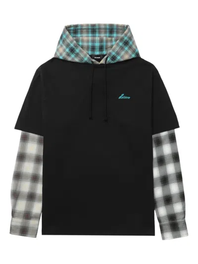 WE11 DONE PLAID-INSERT COTTON SWEATSHIRT