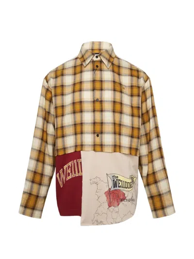 We11 Done Plaid Patchwork Shirt In Multi