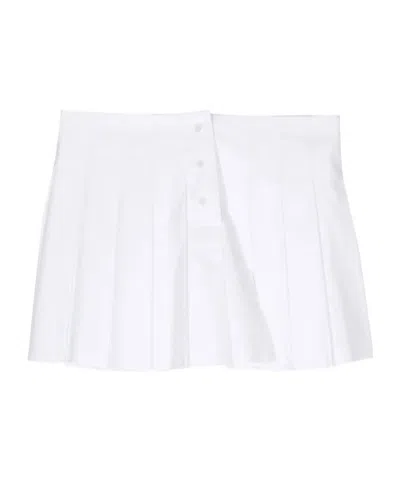 We11 Done Pleated Cotton Skirt In White
