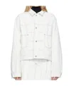 We11 Done Pleated Lapel Denim Jacket In White