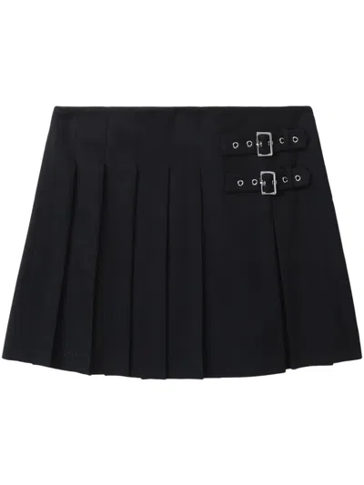 We11 Done Pleated Midi Skirt In Blue