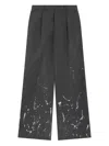 We11 Done Pleated Paint-splatter Trousers In Gray