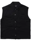We11 Done Press-stud Cotton-blend Vest In Black