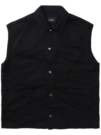 We11 Done Press-stud Cotton-blend Vest In Black