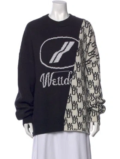 Pre-owned We11 Done Printed Crew Neck Sweater In Black