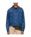 We11 Done Printed Denim Coat In Blue