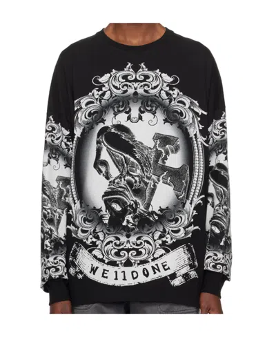 We11 Done Printed Long-sleeved T-shirt In Black