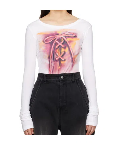 We11 Done Printed Long-sleeved T-shirt In White