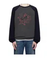 We11 Done Printed Raglan Knit Pullover Sweater In Gray