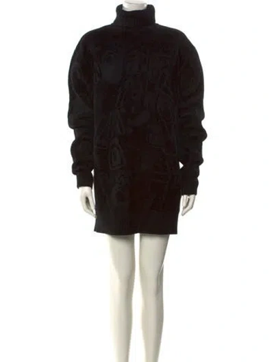 Pre-owned We11 Done Printed Turtleneck Sweater In Black