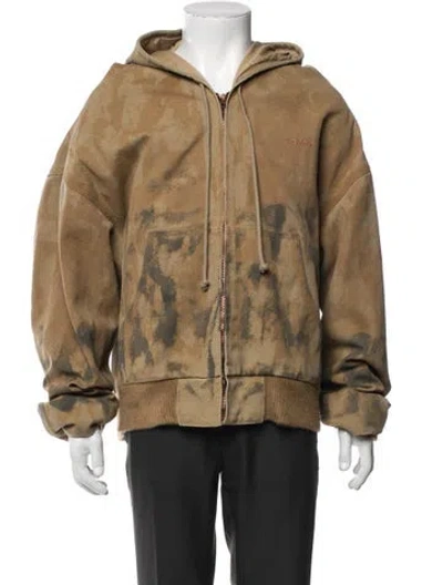 Pre-owned We11 Done Printed V-neck Hoodie In Neutral