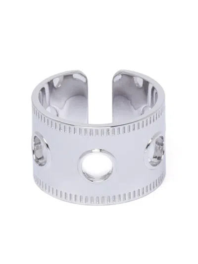 We11 Done Punch Polished-finish Ring In Silver