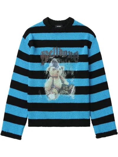 We11 Done Punk Teddy Sweater In Blue