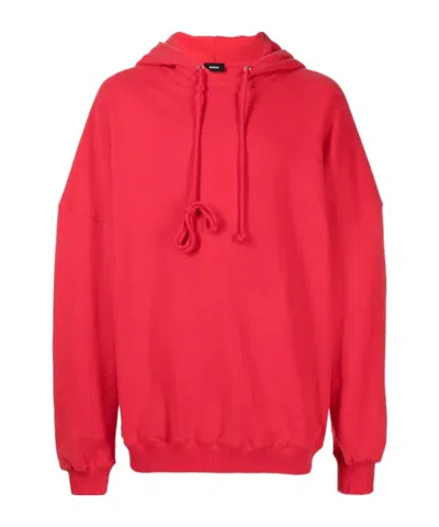 We11 Done Rear-logo Oversized Hoodie In Magma Red