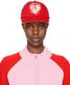 We11 Done Red Character Print Cap In Red