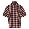 We11 Done Red Dolmancheck-pattern Panelled Shirt In Multi