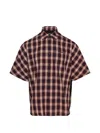 We11 Done Red Dolmancheck-pattern Panelled Shirt In Black