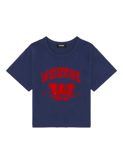 We11 Done Red-number Cropp Top In Blue