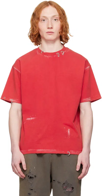 We11 Done Red Pierced T-shirt