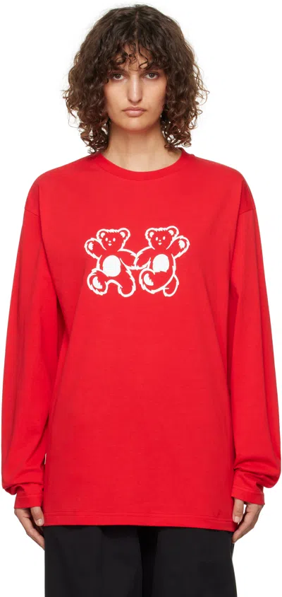 We11 Done Red Teddy Twins T-shirt