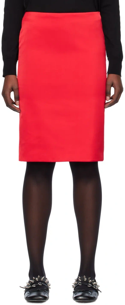 We11 Done Red Vented Midi Skirt