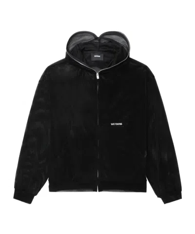 We11 Done Rhinestone-embellished Tulle Jacket In Black