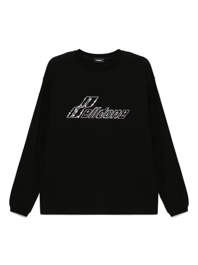 We11 Done Rhinestone Logo Long Sleeved T-shirt In Black