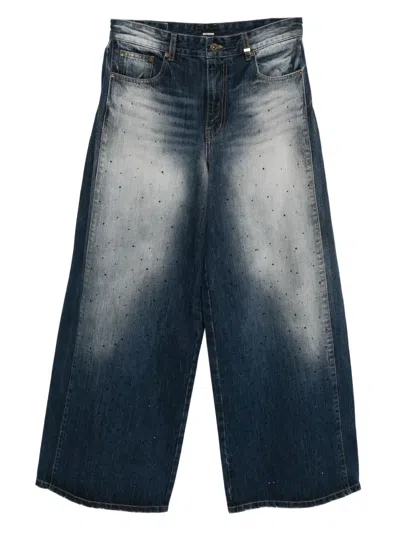 WE11 DONE RHINESTONE STRAIGHT-LEG JEANS
