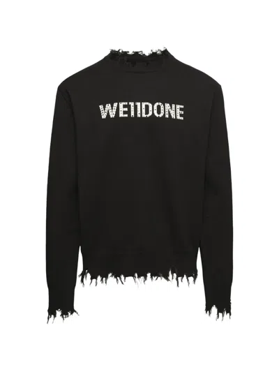 We11 Done Rhinestone-embellished Distressed Sweater In Black