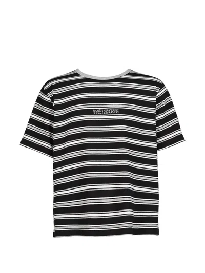 We11 Done Rhinestone-embellished Striped T-shirt In Black