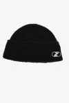 We11 Done Ribbed Beanie With Silver Effect Detail